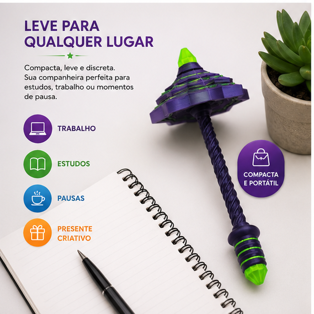 Varinha Mágica Giratória Calma 3D — Fidget Sensorial para Foco e Movimento
